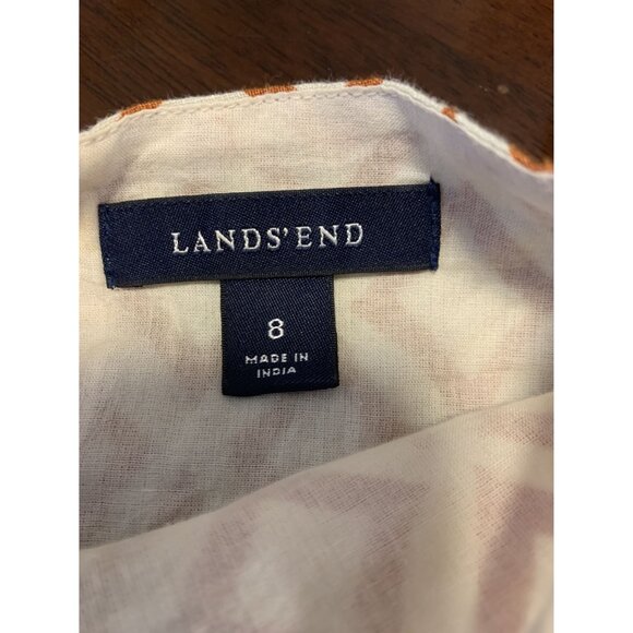 Lands End Linen Beaded Button Collar Midi Dress Coastal Grandma Size 8 - Picture 4 of 7